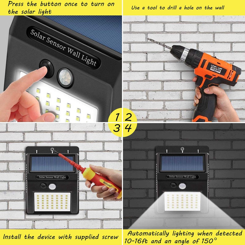 Decorman Solar Sensor Lights Outdoor 30 LED Wireless Waterproof Security Solar Motion Sensor Wall Lights for Fence Patio Deck Yard Garden with Motion Activated Auto On/Off - Image 4